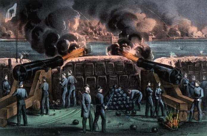 Image result for the american civil war begins with attack on fort. sumter