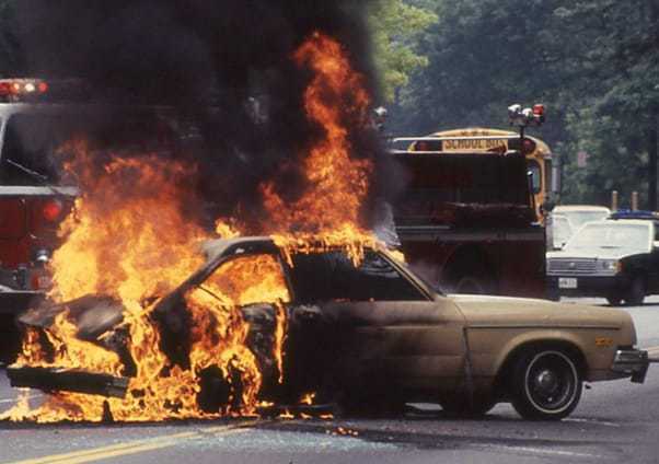 Image result for images of ford pinto in flames"